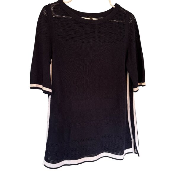 Talbots Womens Linen & Viscose Knit Top Size S Elbow Sleeves & Side Slits - Picture 1 of 11